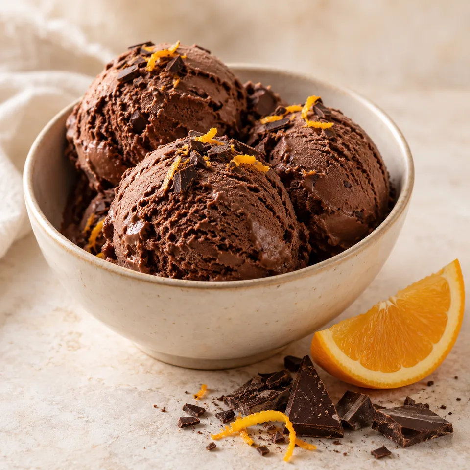 Schoko-Orangen-Eis für Weihnachten – Serviervorschlag