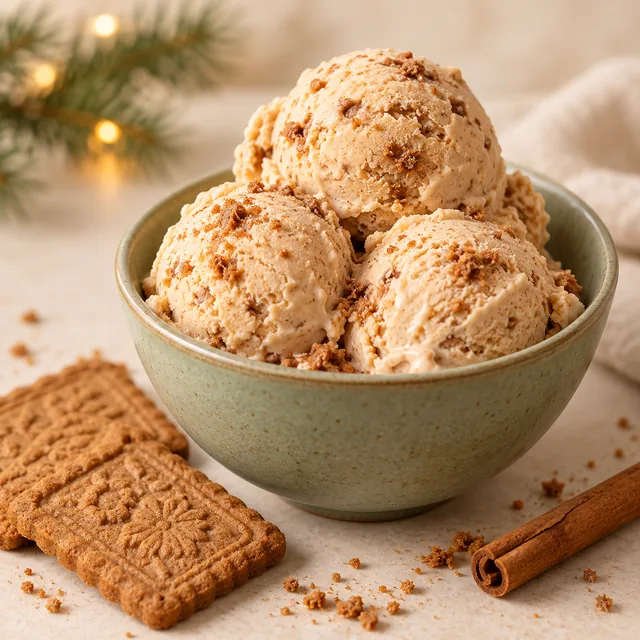 Serviervorschlag für Spekulatius-Eis für Advent und Weihnachten