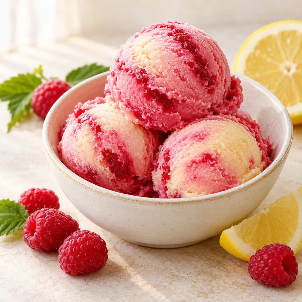 Johannes-Eis: Himbeere und Zitrone – Serviervorschlag