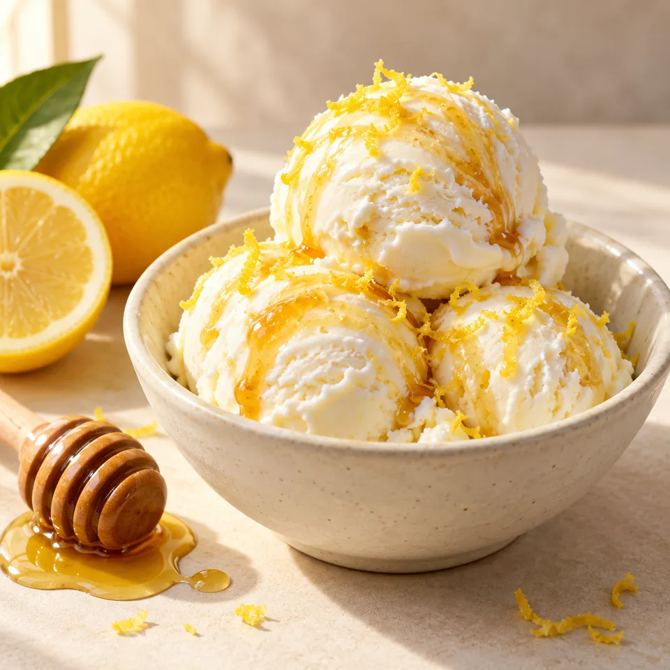 Michael-Eis: Joghurt, Honig und Zitrone – Serviervorschlag