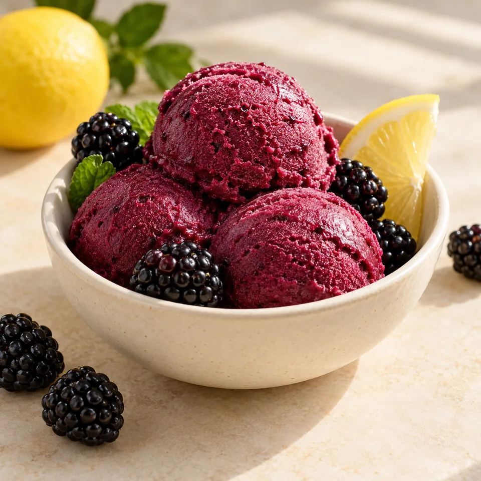 Nicole-Eis: Brombeere und Zitrone – Serviervorschlag