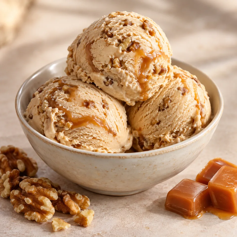 Sophie-Eis: Kaffee, Karamell und Walnuss – Serviervorschlag